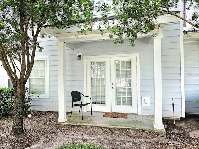 entrance to property featuring french doors