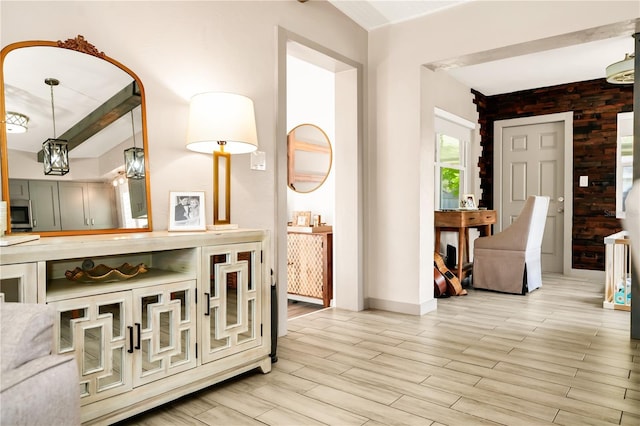 interior space featuring wood tiled floor