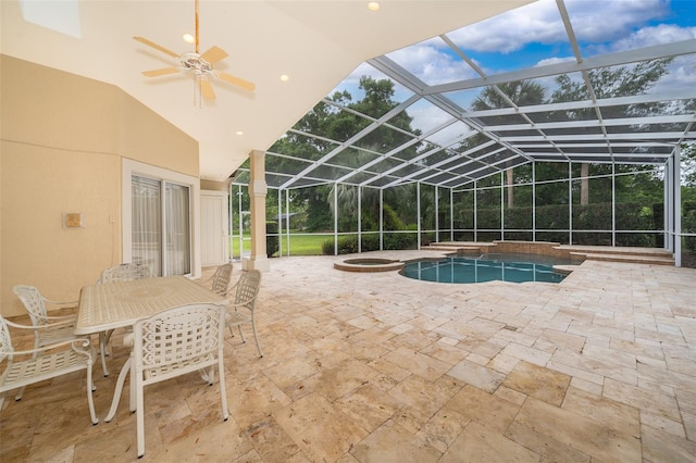 1709 Iverness Ct, Longwood, FL 32779 - view of pool with glass enclosure, ceiling fan, and a patio area
