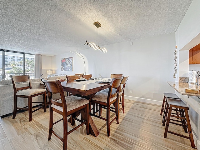 1581 Gulf Blvd Unit 102N, Clearwater Beach, FL 33767 - dining area featuring a textured ceiling, baseboards, and light wood-type flooring
