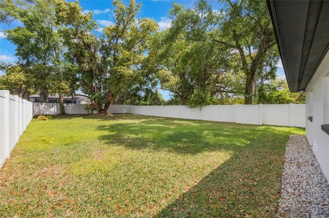 view of yard featuring a fenced backyard