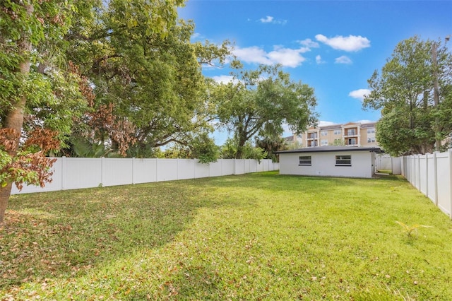 view of yard featuring a fenced backyard