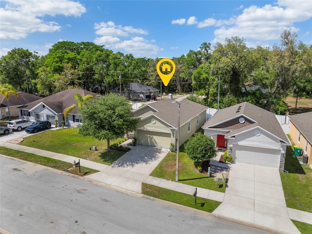 drone / aerial view with a residential view