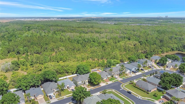 aerial view with a residential view and a forest view
