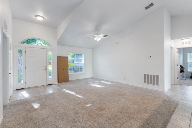 205 Lori Ct, Umatilla, FL 32784 - entryway with visible vents, high vaulted ceiling, and light tile patterned floors