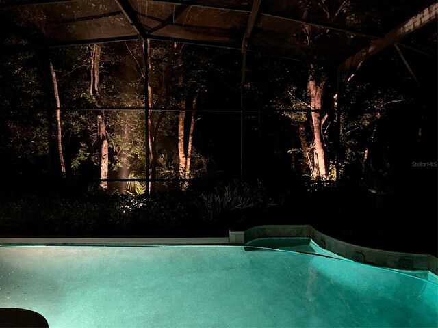 outdoor pool with a lanai