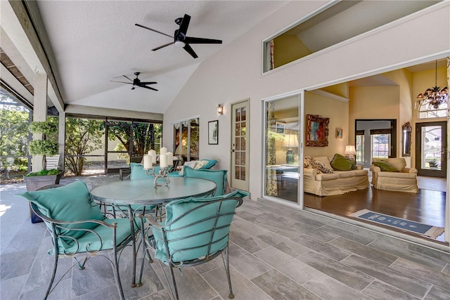 view of patio / terrace with ceiling fan and outdoor dining area