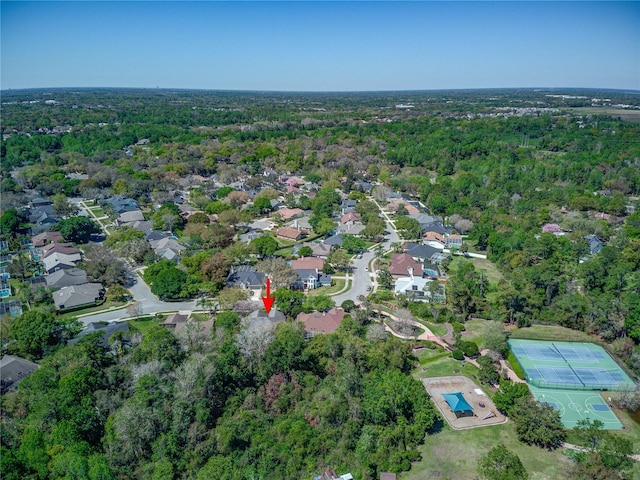 drone / aerial view with a forest view
