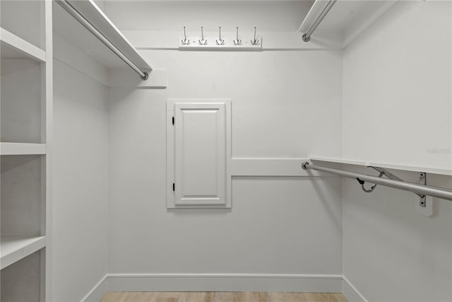 spacious closet with light wood-style flooring