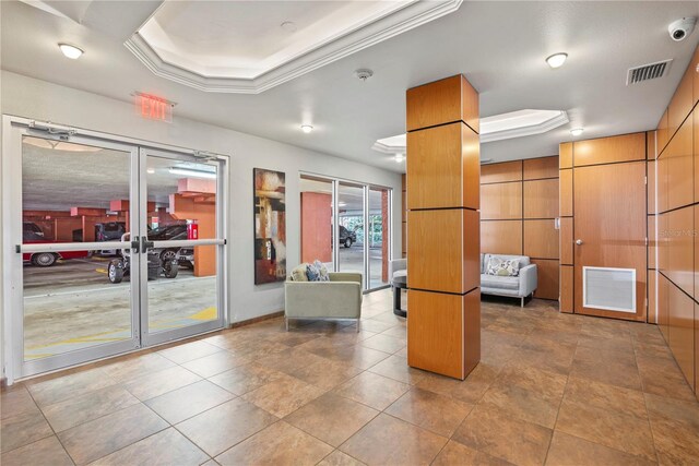 community lobby with visible vents