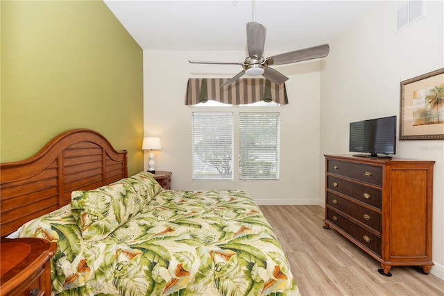 8100 Poinciana Blvd Unit 2109, Orlando, FL 32821 - bedroom with light wood-type flooring, a ceiling fan, baseboards, and visible vents