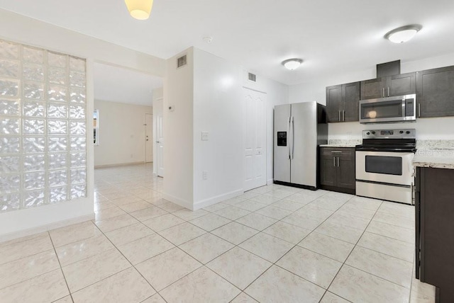 5763 Saint Christopher Dr Unit 55, Orlando, FL 32822 - kitchen featuring light tile patterned floors, visible vents, baseboards, and appliances with stainless steel finishes