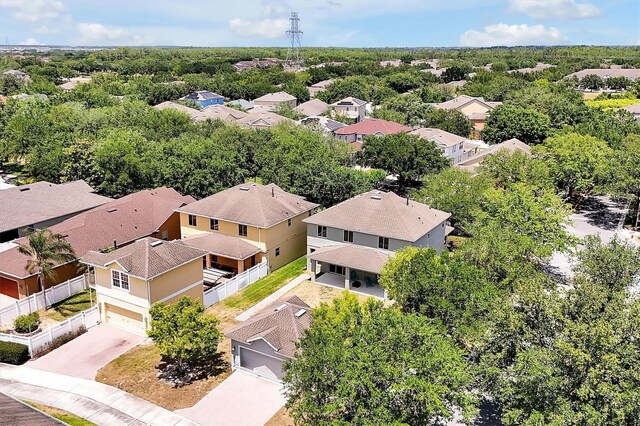 birds eye view of property with a residential view
