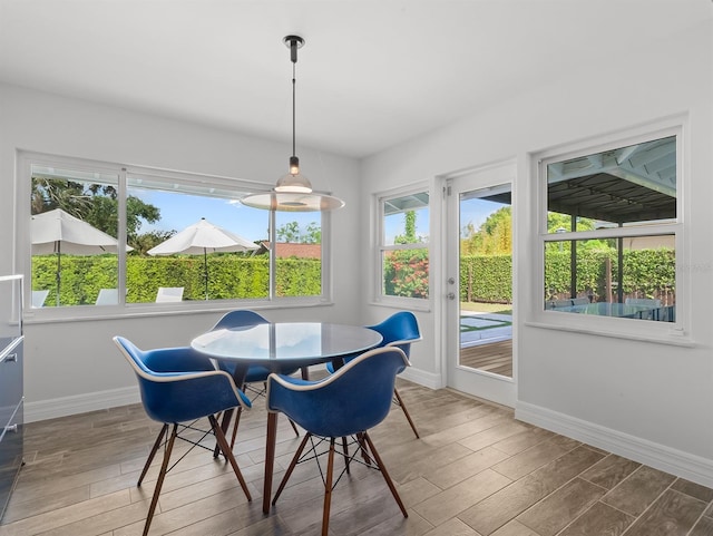 dining room featuring baseboards and wood finished floors