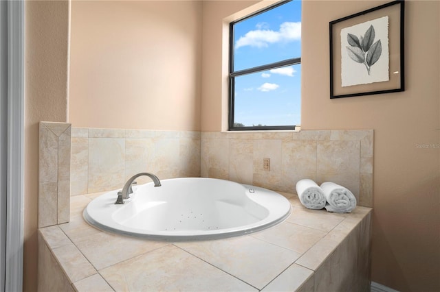 full bathroom featuring a jetted tub