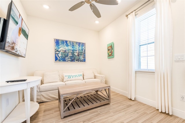 7968 Shaker St, Kissimmee, FL 34747 - living area featuring recessed lighting, baseboards, a ceiling fan, and wood finished floors