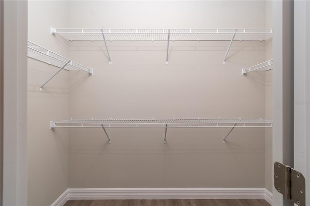 spacious closet with wood finished floors
