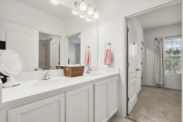 2710 Bolzano Dr, Apopka, FL 32712 - full bath featuring a sink, double vanity, and tiled shower