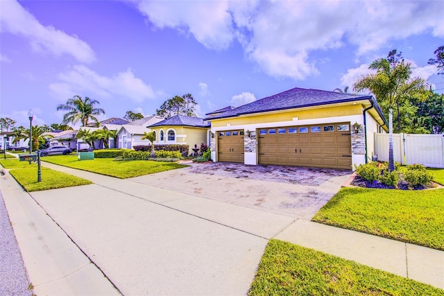 2626 Greenwillow Dr, Orlando, FL 32825 - view of front of property featuring decorative driveway, a garage, and stucco siding