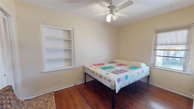340 Zelda Blvd, Daytona Beach, FL 32118 - bedroom with hardwood / wood-style floors, baseboards, and ceiling fan