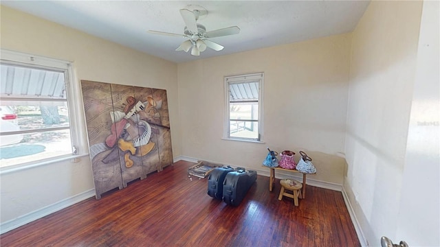 340 Zelda Blvd, Daytona Beach, FL 32118 - sitting room featuring wood finished floors, baseboards, and ceiling fan