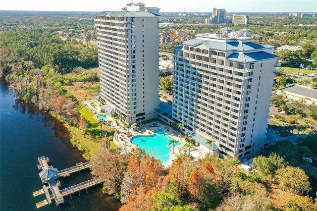 13427 Blue Heron Beach Dr Unit 1205, Orlando, FL 32821 - bird's eye view with a water view and a city view