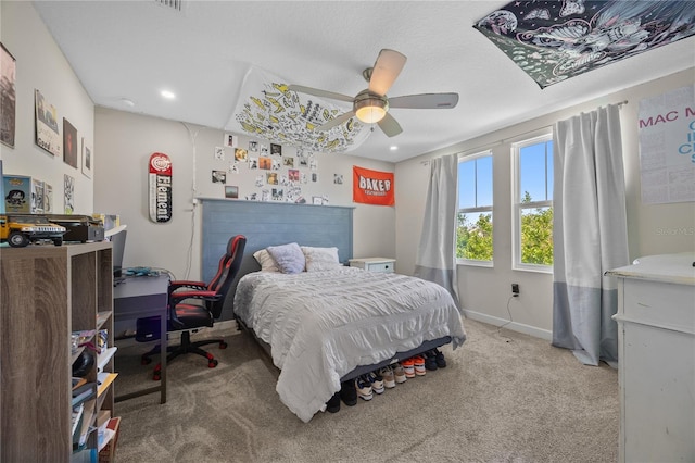12048 Imaginary Way, Orlando, FL 32832 - bedroom featuring baseboards, carpet floors, recessed lighting, and ceiling fan