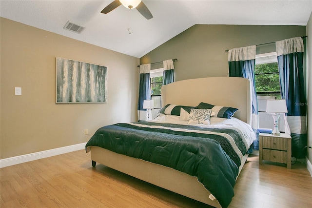 400 Shelby Ct, Apopka, FL 32712 - bedroom featuring vaulted ceiling, wood finished floors, baseboards, and ceiling fan