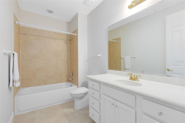 1565 Corkery Ct, Winter Springs, FL 32708 - bathroom with washtub / shower combination, vanity, toilet, and tile patterned flooring