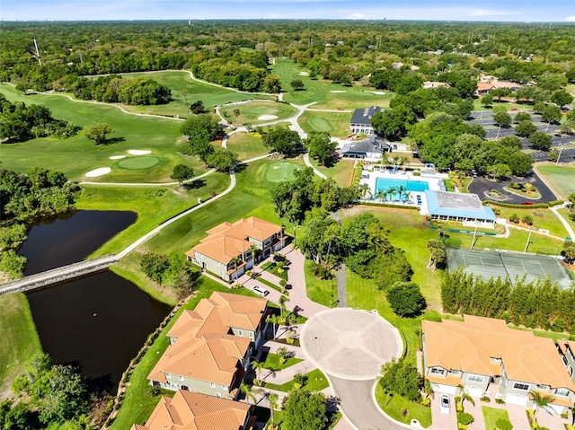 1565 Corkery Ct, Winter Springs, FL 32708 - birds eye view of property with a water view, golf course view, and a wooded view