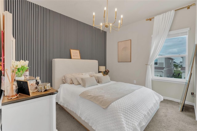 13640 Haulover Beach Ln, Orlando, FL 32827 - bedroom featuring carpet floors, baseboards, and a notable chandelier