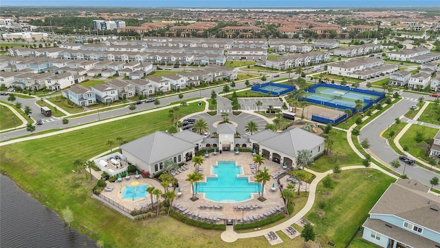 13640 Haulover Beach Ln, Orlando, FL 32827 - bird's eye view with a water view and a residential view