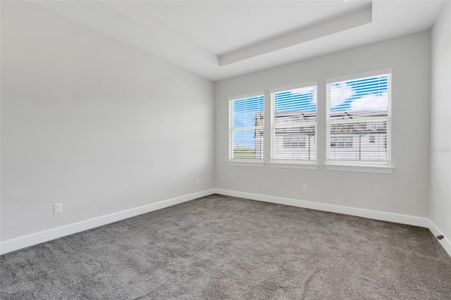 7772 Sweet Star Ave, Orlando, FL 32836 - unfurnished room featuring a tray ceiling, baseboards, and dark colored carpet