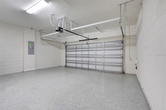 7772 Sweet Star Ave, Orlando, FL 32836 - garage with electric panel, a garage door opener, and concrete block wall