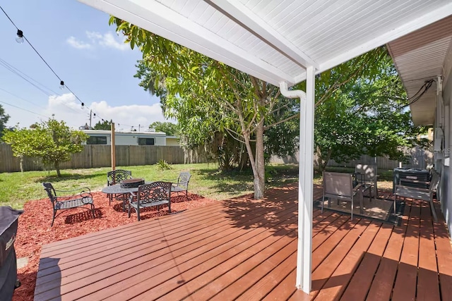 1405 Smith Dr N, Titusville, FL 32780 - wooden deck featuring a fenced backyard and a yard
