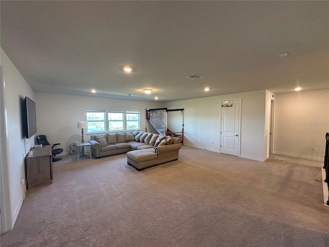 3399 Buoy Cir, Winter Garden, FL 34787 - carpeted living room with baseboards, visible vents, and recessed lighting