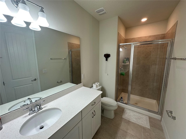 3399 Buoy Cir, Winter Garden, FL 34787 - full bath featuring tile patterned flooring, vanity, toilet, a shower stall, and visible vents