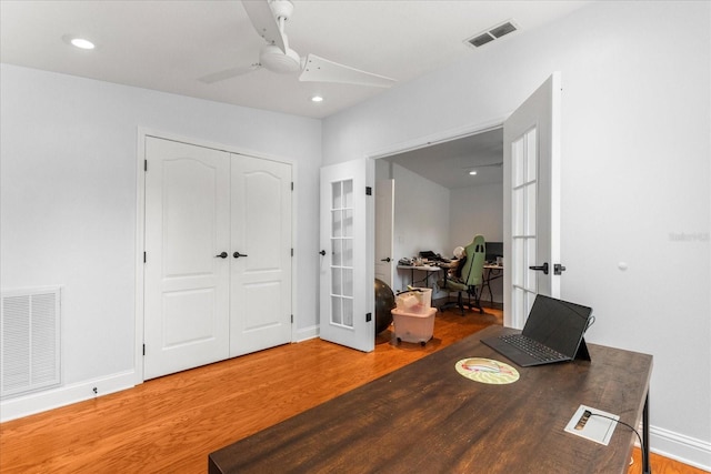 10809 Cedar Cove Dr, Thonotosassa, FL 33592 - office featuring french doors, wood finished floors, and visible vents