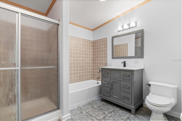 10809 Cedar Cove Dr, Thonotosassa, FL 33592 - full bathroom featuring crown molding, tile patterned flooring, and a shower with shower door