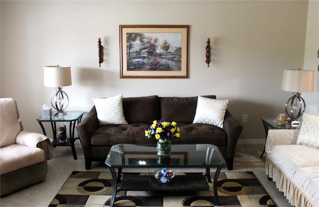 living area with baseboards