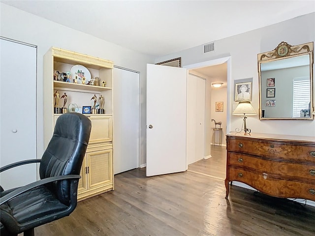 office area featuring wood finished floors