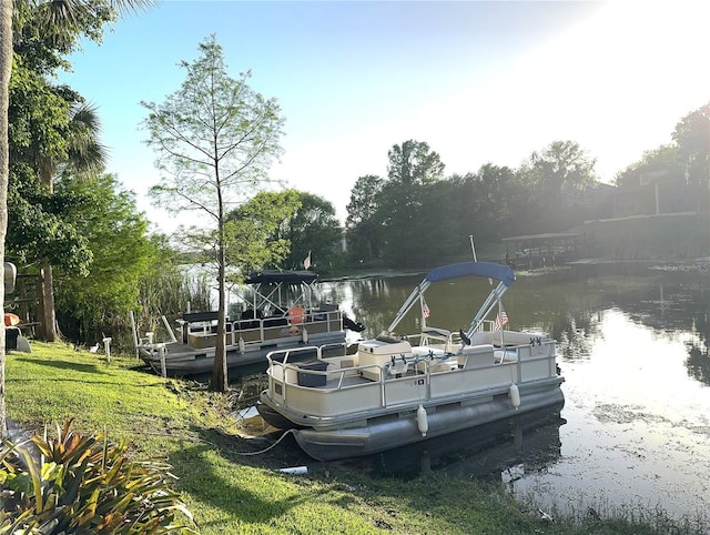 dock area featuring a water view