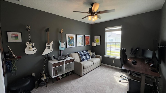 3330 Hanging Tide St, Winter Garden, FL 34787 - carpeted home office with baseboards and ceiling fan