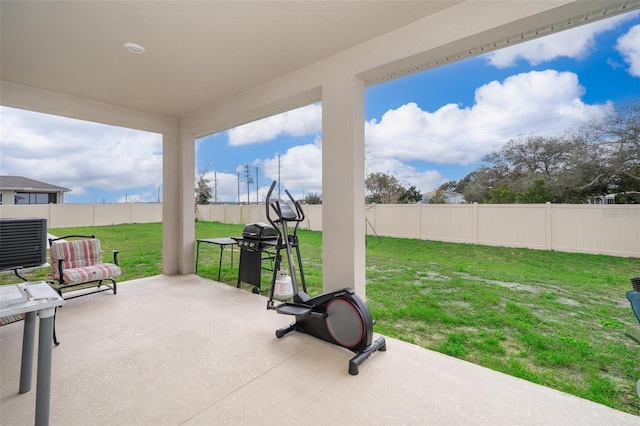 view of patio featuring a fenced backyard