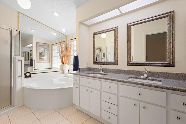 26901 Racquet Cir, Leesburg, FL 34748 - full bath featuring a shower stall, double vanity, a bath, and a sink
