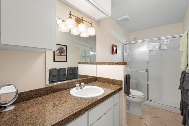 26901 Racquet Cir, Leesburg, FL 34748 - full bath featuring tile patterned floors, a shower stall, toilet, vanity, and visible vents