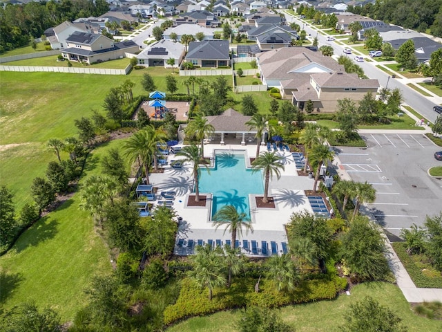 aerial view with a residential view
