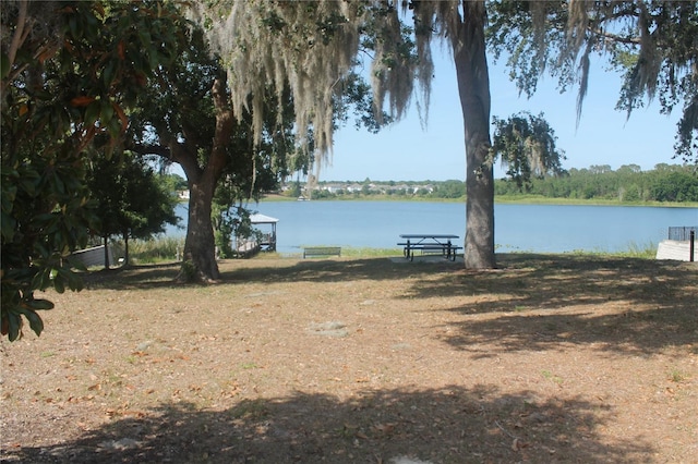 view of yard with a water view