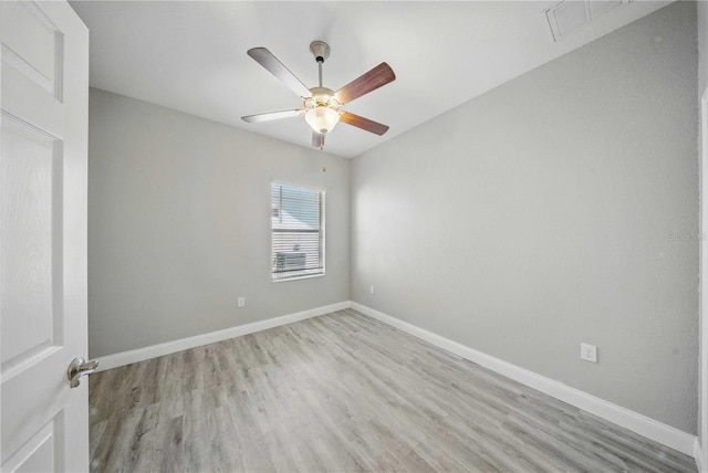 5829 Valentino Way, Lakeland, FL 33812 - unfurnished room featuring baseboards, a ceiling fan, light wood finished floors, and visible vents