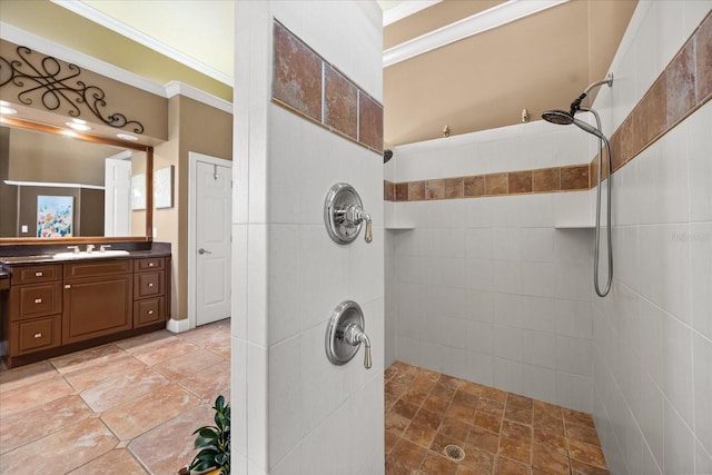 10664 Emerald Chase Dr, Orlando, FL 32836 - full bath featuring crown molding, tiled shower, and vanity